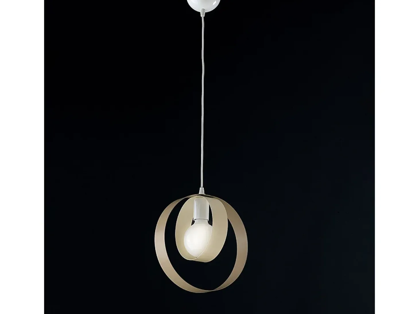 Sospensione Moderna 1 Luce Cerchi Ferro Avorio e Tortora Serie Bolla