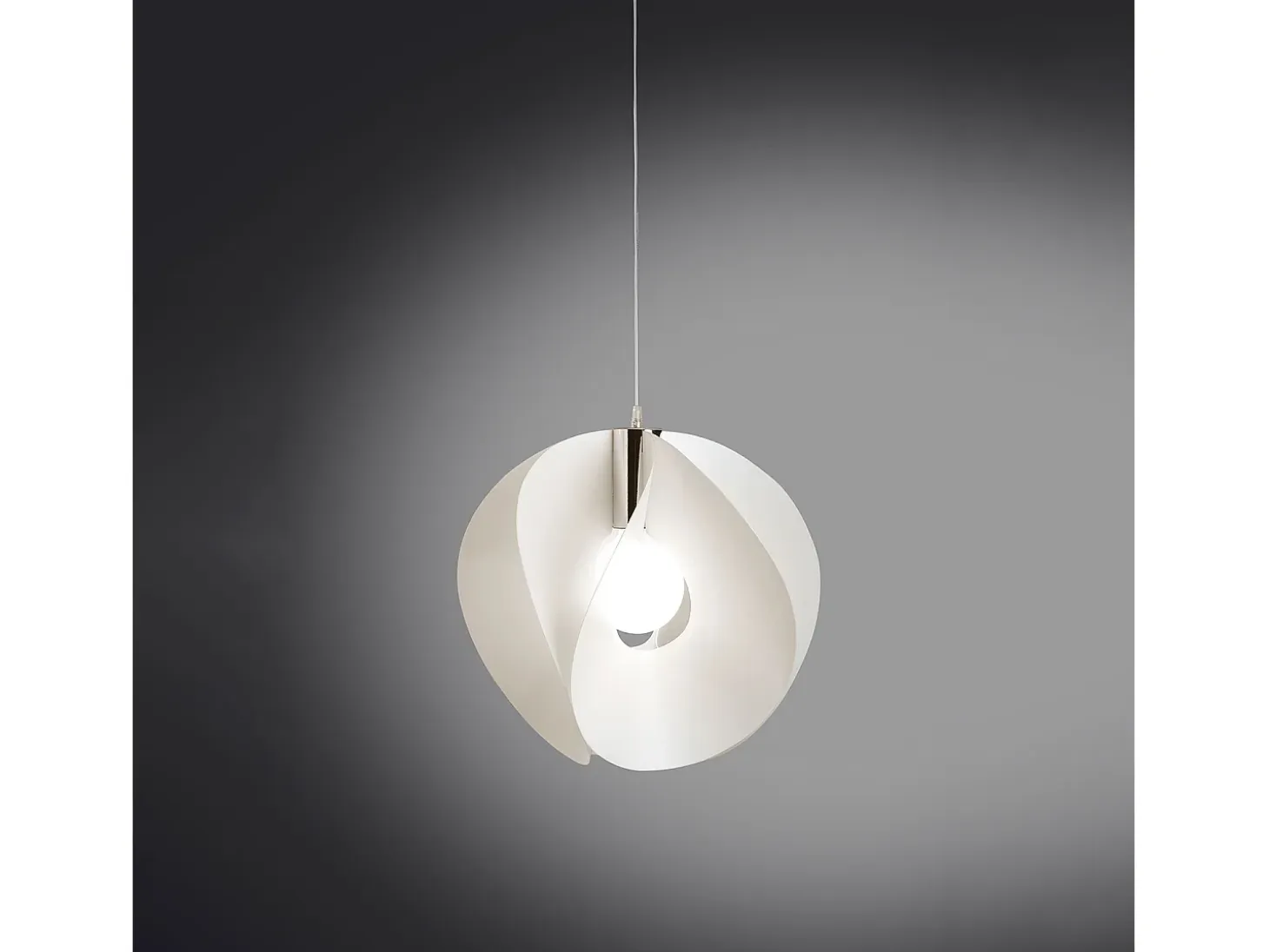 Sospensione Moderna Atom Polilux ® Bianco E Metallo Cromo 1 Luce E27