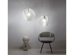 Sospensione Moderna Atom Polilux ® Bianco E Metallo Cromo 1 Luce E27