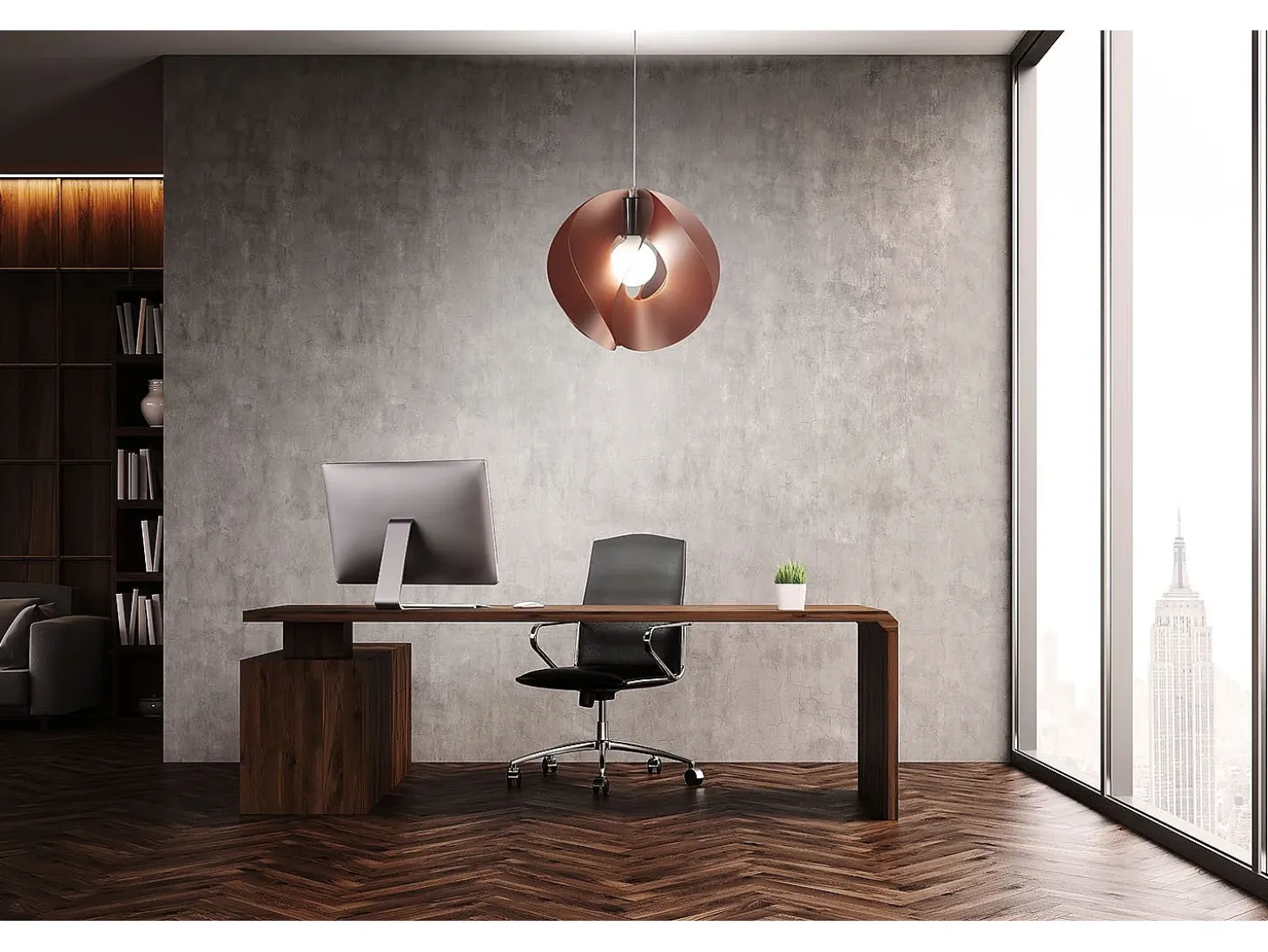 Sospensione Moderna Atom Polilux ® Rame E Metallo Cromo 1 Luce E27 D54Cm