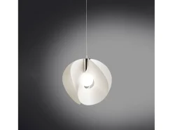 Sospensione Moderna Atom Polilux ® Bianco E Metallo Cromo 1 Luce E27 D54Cm