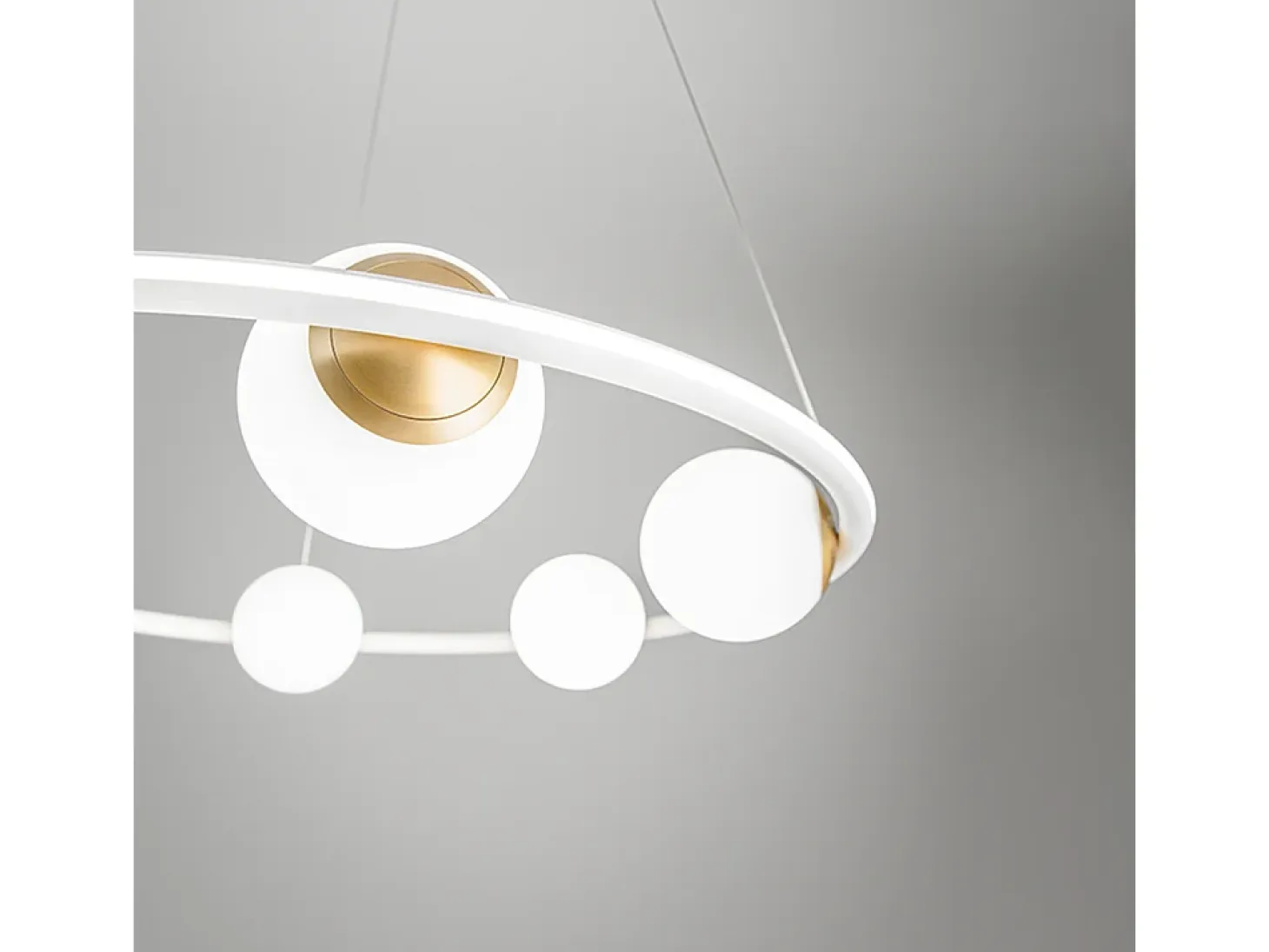 Sospensione Moderna Ball Metallo Bianco Vetro Led 80W 3000K