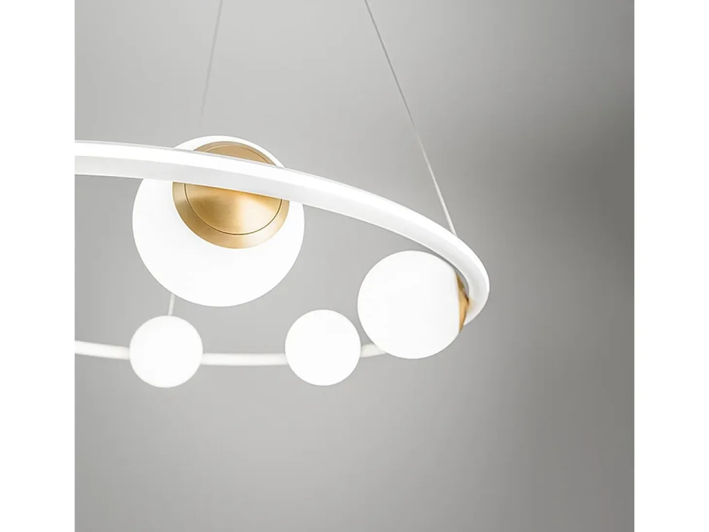 Sospensione Moderna Ball Metallo Bianco Vetro Led 80W 3000K