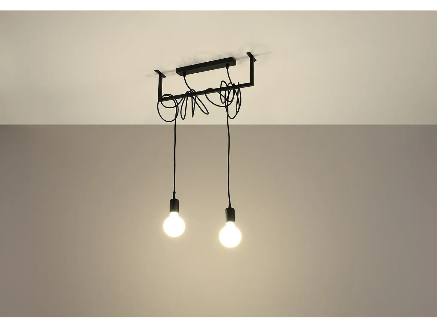 Sospensione Moderna Barra Dritta 2 Luci Nero E27 Colgante moderno de barra recta 2 luces Negro E27