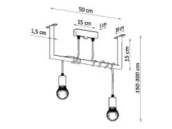 Sospensione Moderna Barra Dritta 2 Luci Nero E27 Colgante moderno de barra recta 2 luces Negro E27