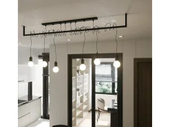 Sospensione Moderna Barra Dritta 2 Luci Nero E27 Colgante moderno de barra recta 2 luces Negro E27