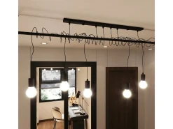 Sospensione Moderna Barra Dritta 4 Luci Nero E27 Lámpara colgante de barra recta moderna 4 luces Negro E27