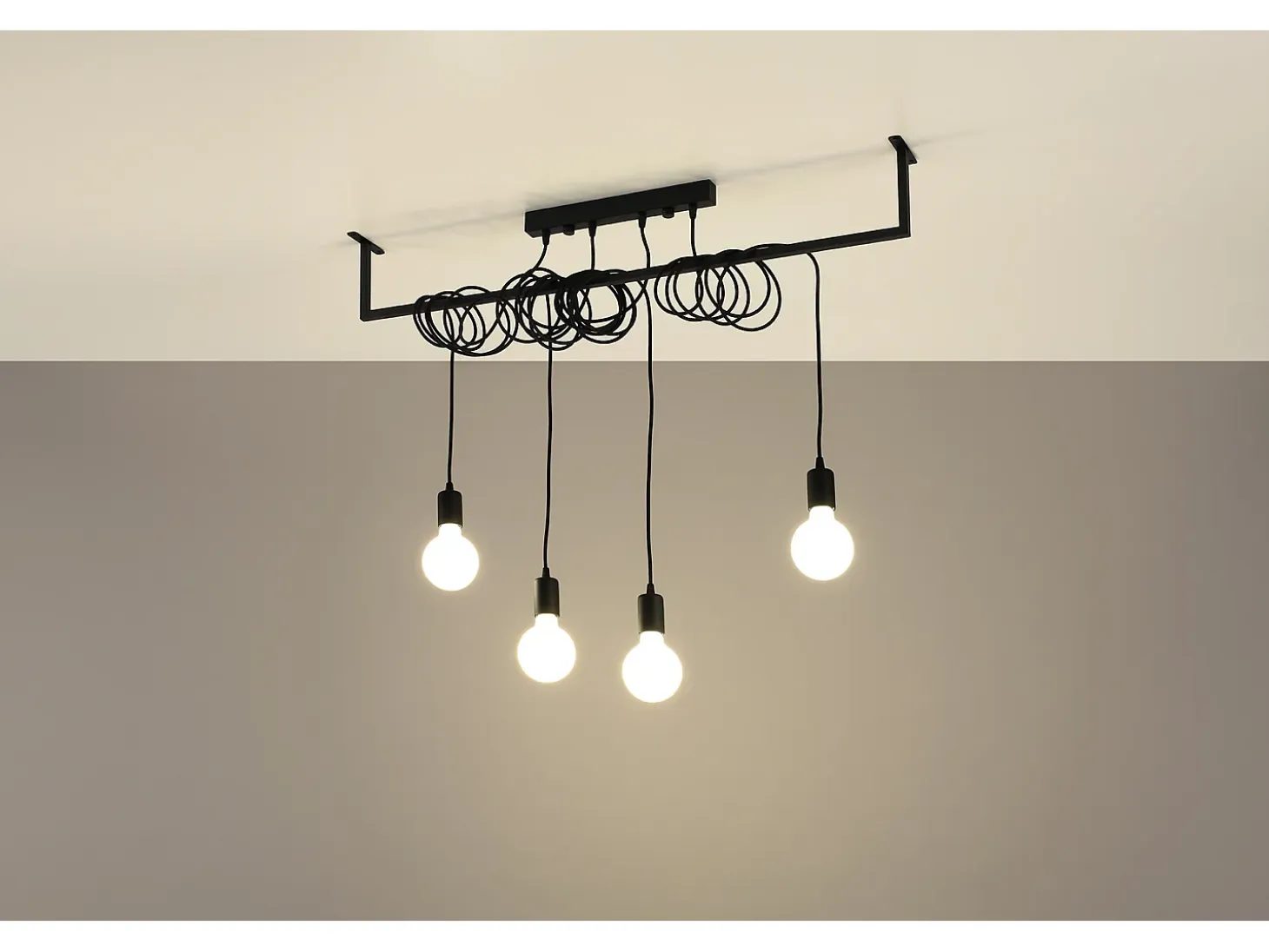 Sospensione Moderna Barra Dritta 4 Luci Nero E27 Lámpara colgante de barra recta moderna 4 luces Negro E27