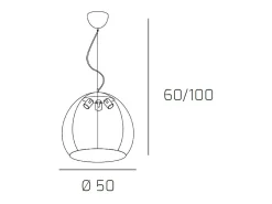 Sospensione Moderna Basket Alluminio E Metallo Grigio 3 Luci E27 50Cm