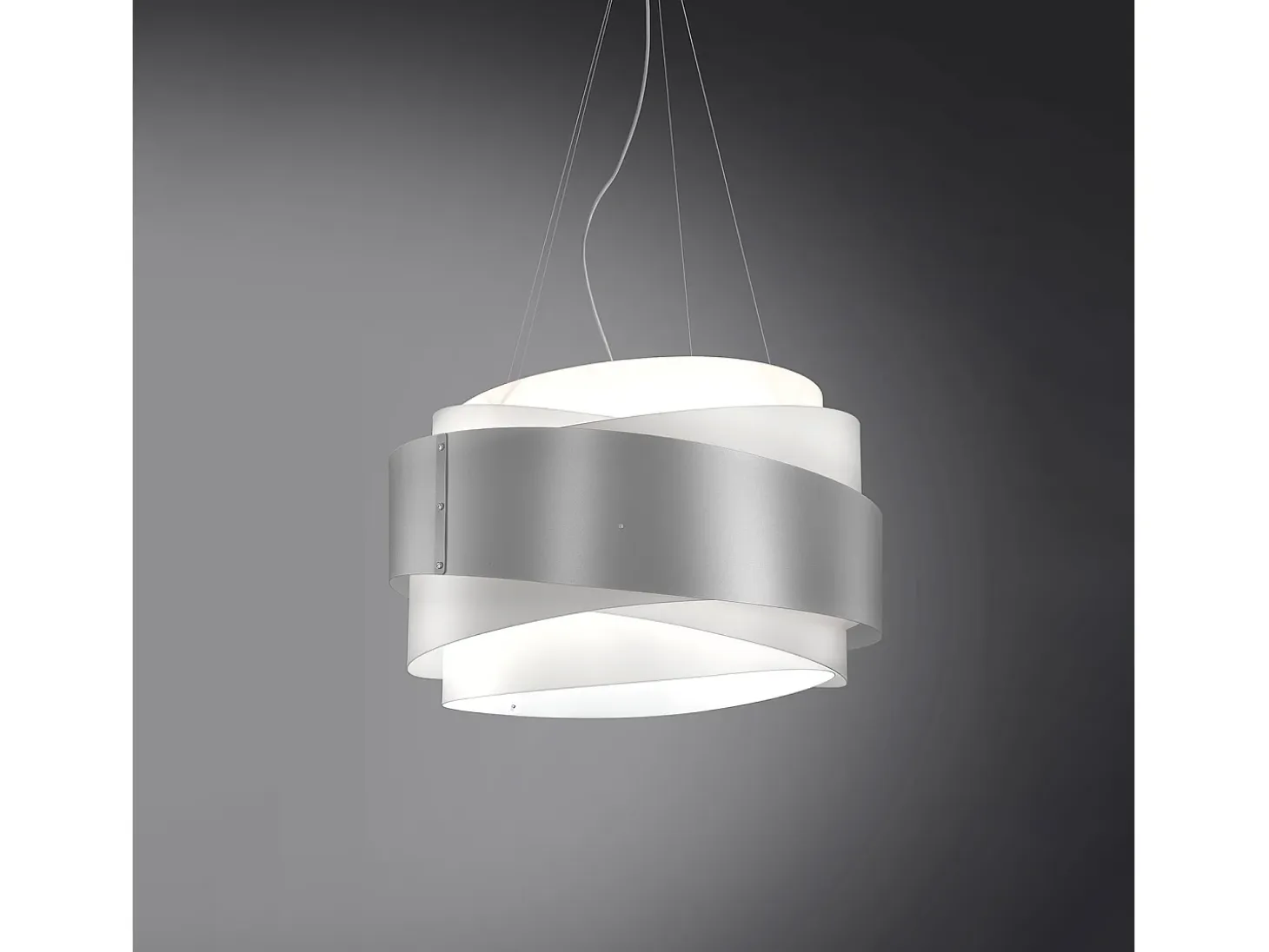 Sospensione Moderna Bea Polilux ® Argento E Metallo Cromo 1 Luce E27 D60Cm