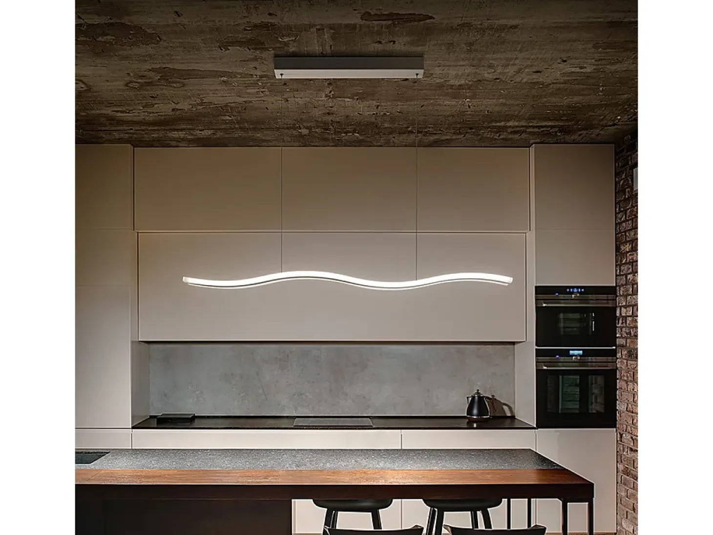 Sospensione Moderna Bend Metallo Bianco Acrilico Led 48W 3000K