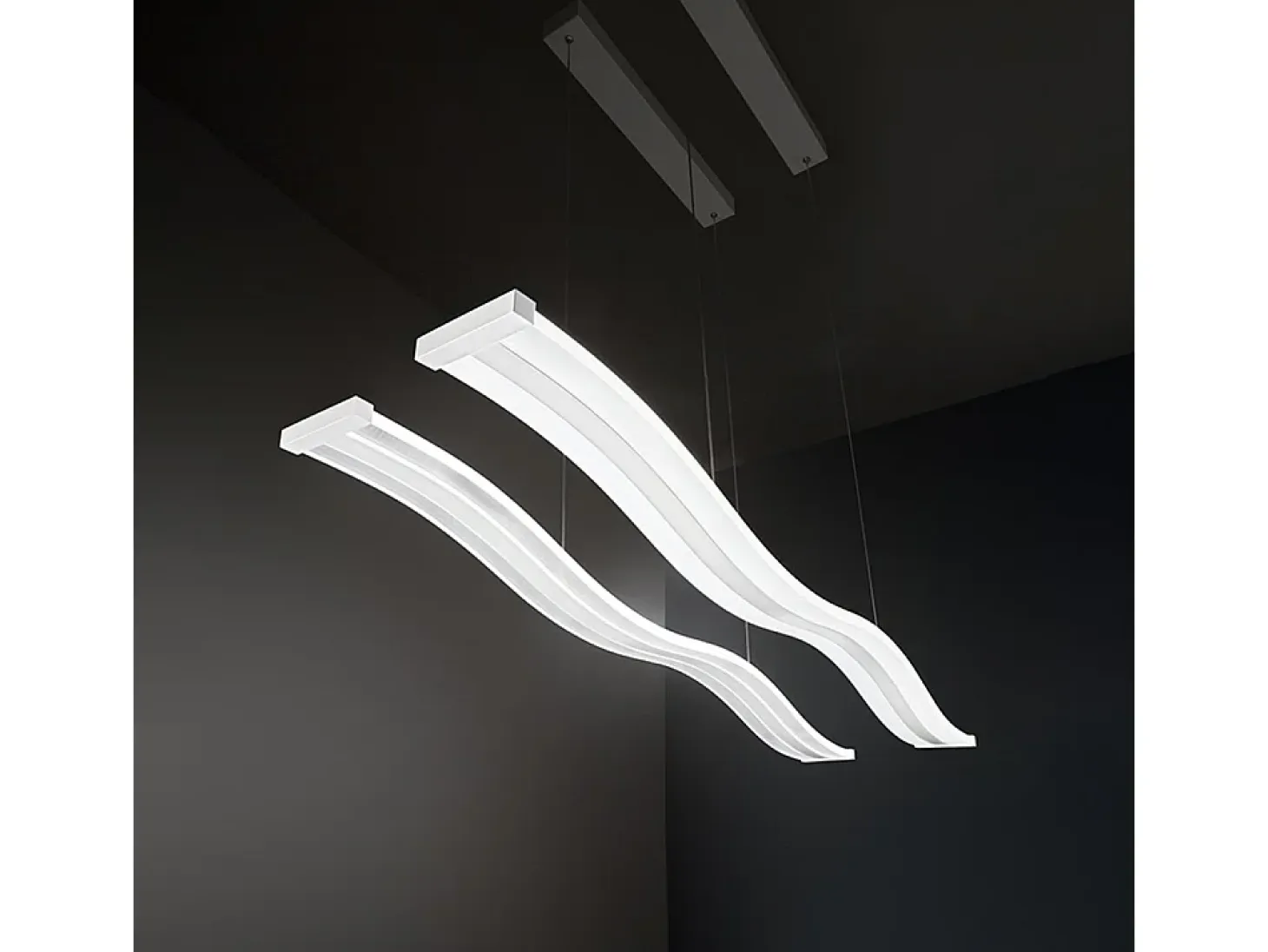 Sospensione Moderna Bend Metallo Bianco Acrilico Led 48W 3000K