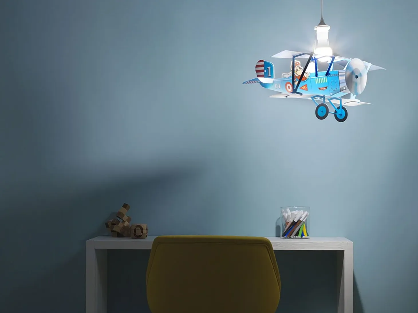 Sospensione Moderna Biplano Polilux ® Blu Biplano Blu 1 Luce E27