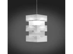 Sospensione Moderna Building Polilux ® Bianco E Metallo Cromo 1 Luce E27 H60Cm