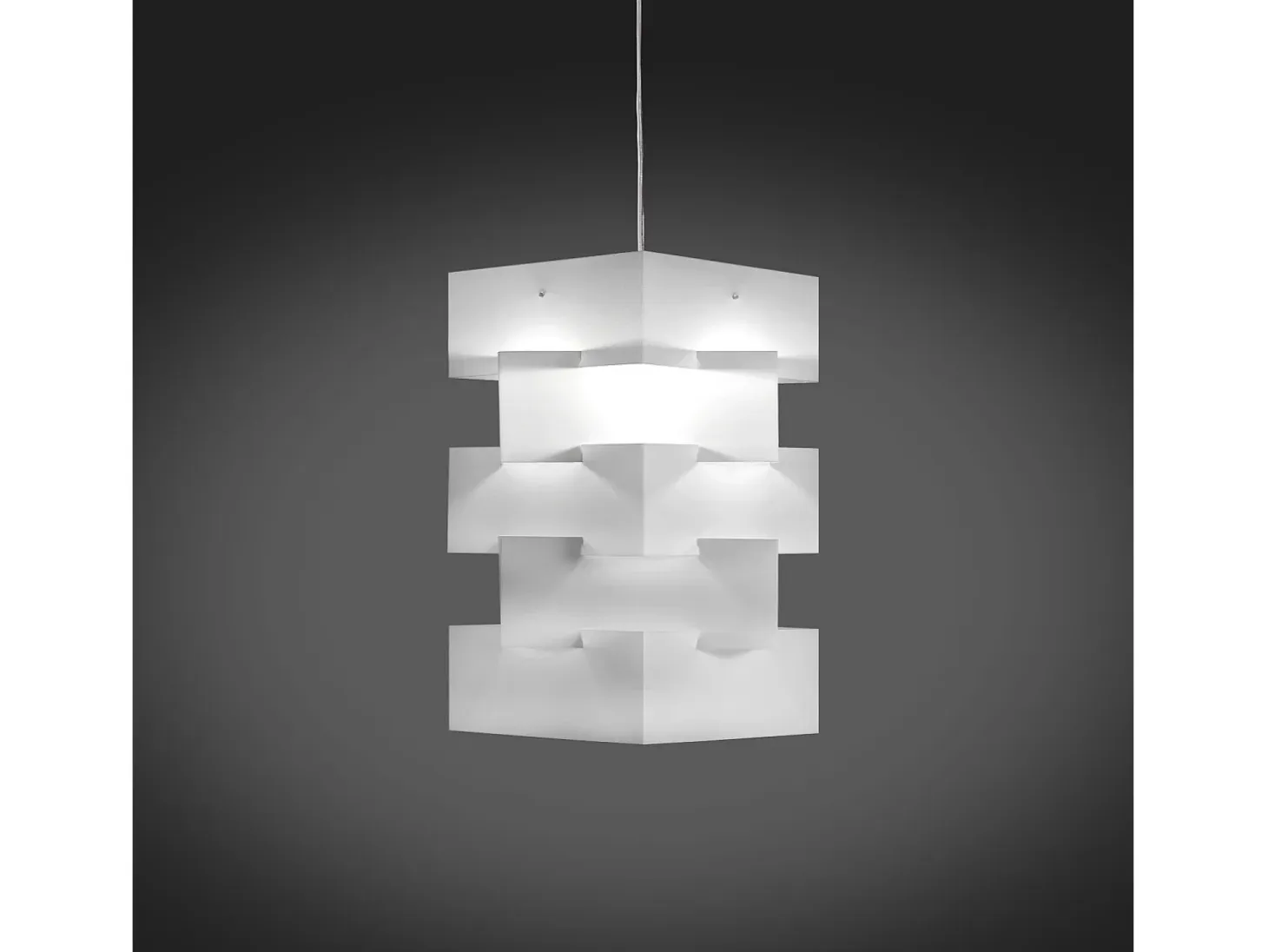 Sospensione Moderna Building Polilux ® Bianco E Metallo Cromo 1 Luce E27 H60Cm