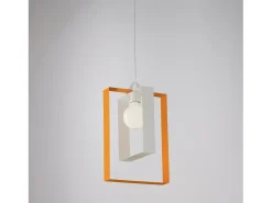 Sospensione Moderna Duplo 1 Luce Ferro Laccato Bianco E Arancio