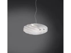 Sospensione Moderna Flat Polilux ® Bianco E Metallo Cromo 1 Luce E27 D50Cm