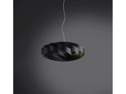 Sospensione Moderna Flat Polilux ® Nero E Metallo Cromo 1 Luce E27 D50Cm