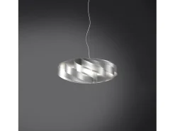 Sospensione Moderna Flat Polilux ® Argento E Metallo Cromo 1 Luce E27 D60Cm