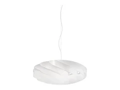 Sospensione Moderna Flat Polilux ® Bianco E Metallo Cromo 1 Luce E27 D60Cm
