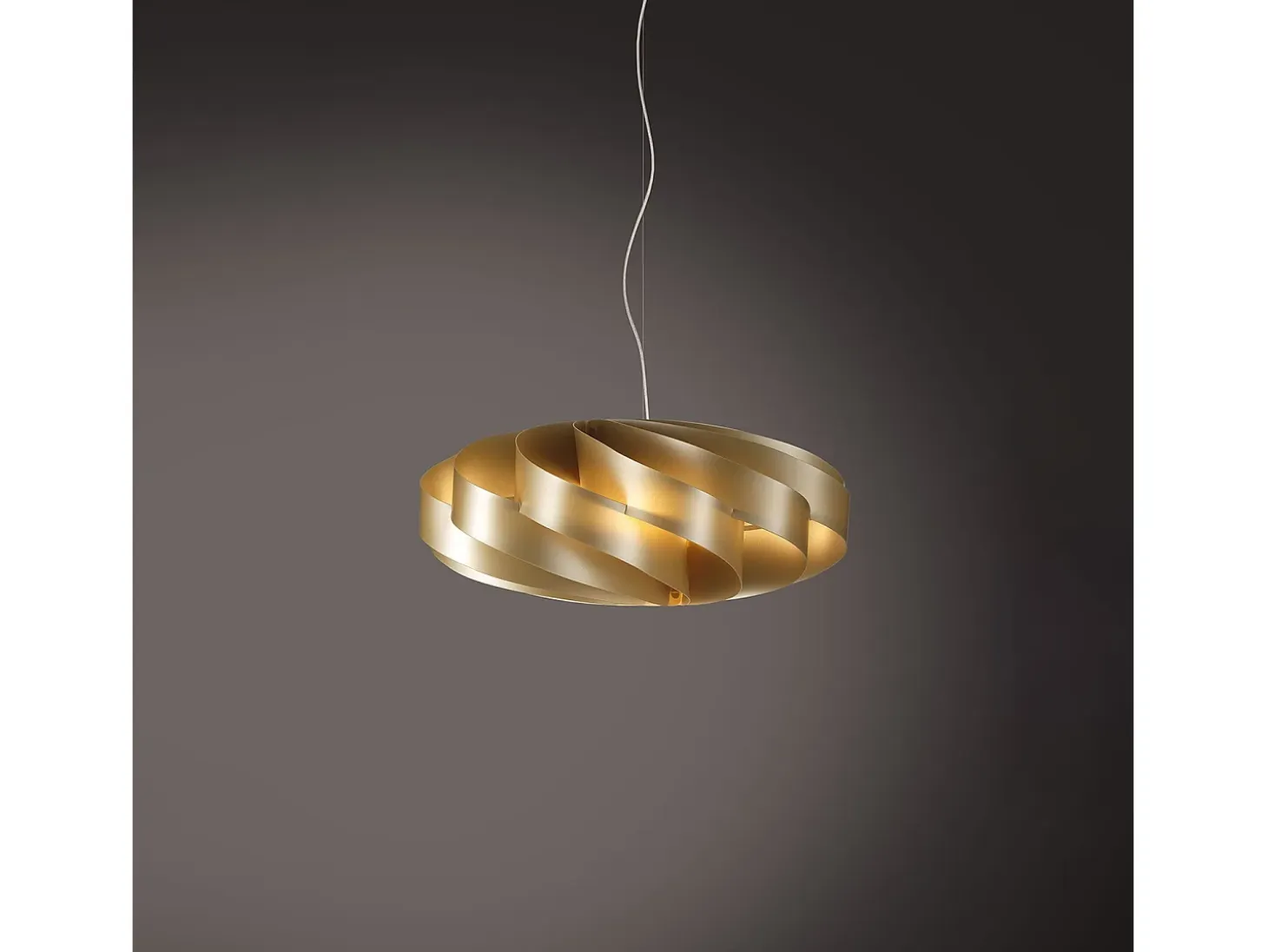 Sospensione Moderna Flat Polilux ® New Gold E Metallo Cromo 1 Luce E27 D50Cm