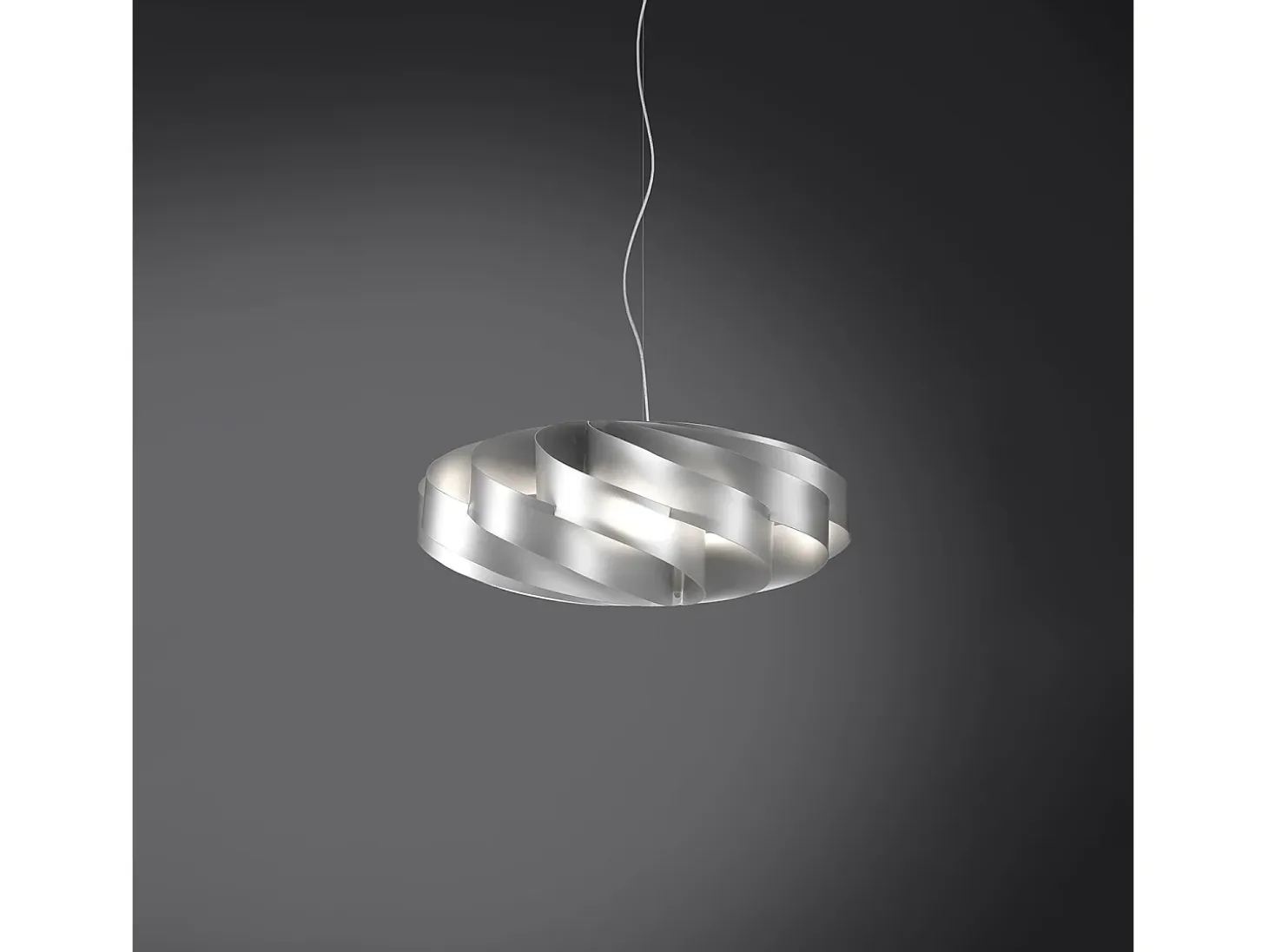 Sospensione Moderna Flat Polilux ® Argento E Metallo Cromo 1 Luce E27