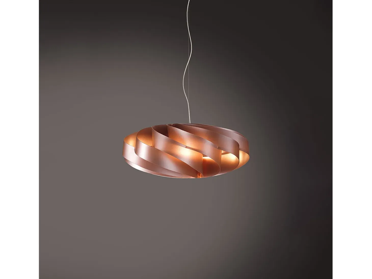 Sospensione Moderna Flat Polilux ® Rame E Metallo Cromo 1 Luce E27 D60Cm