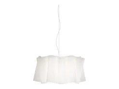 Sospensione Moderna Folio Polilux ® Bianco E Metallo Cromo 1 Luce E27 D50Cm