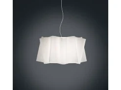 Sospensione Moderna Folio Polilux ® Bianco E Metallo Cromo 1 Luce E27 D60Cm