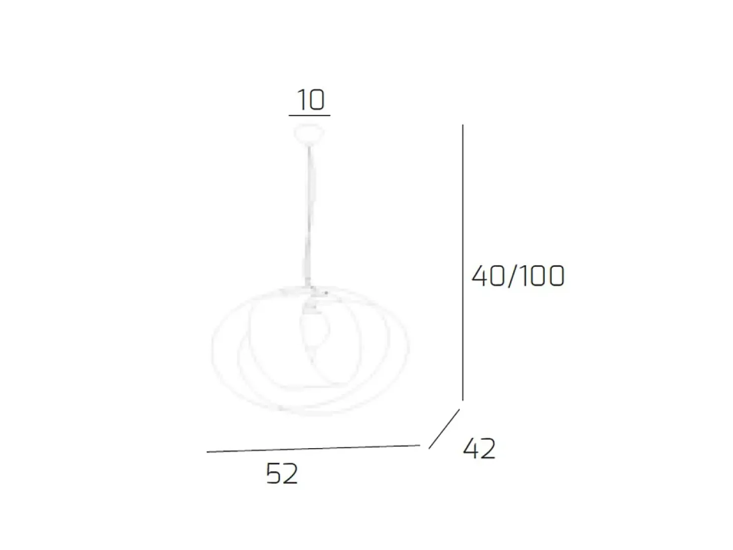 Sospensione Moderna Lap Metallo Bianco E Vetro Tortora 1 Luce E27 52Cm