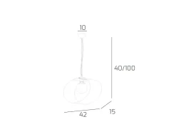 Sospensione Moderna Lap Metallo Bianco E Vetro Tortora 1 Luce E27 42Cm