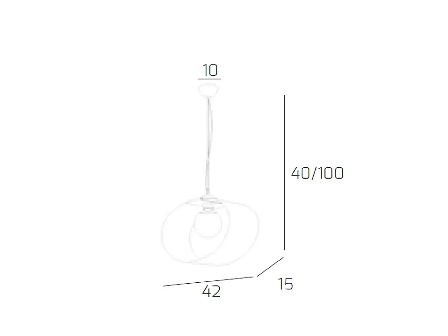 Sospensione Moderna Lap Metallo E Vetro Bianco 1 Luce E27 42Cm