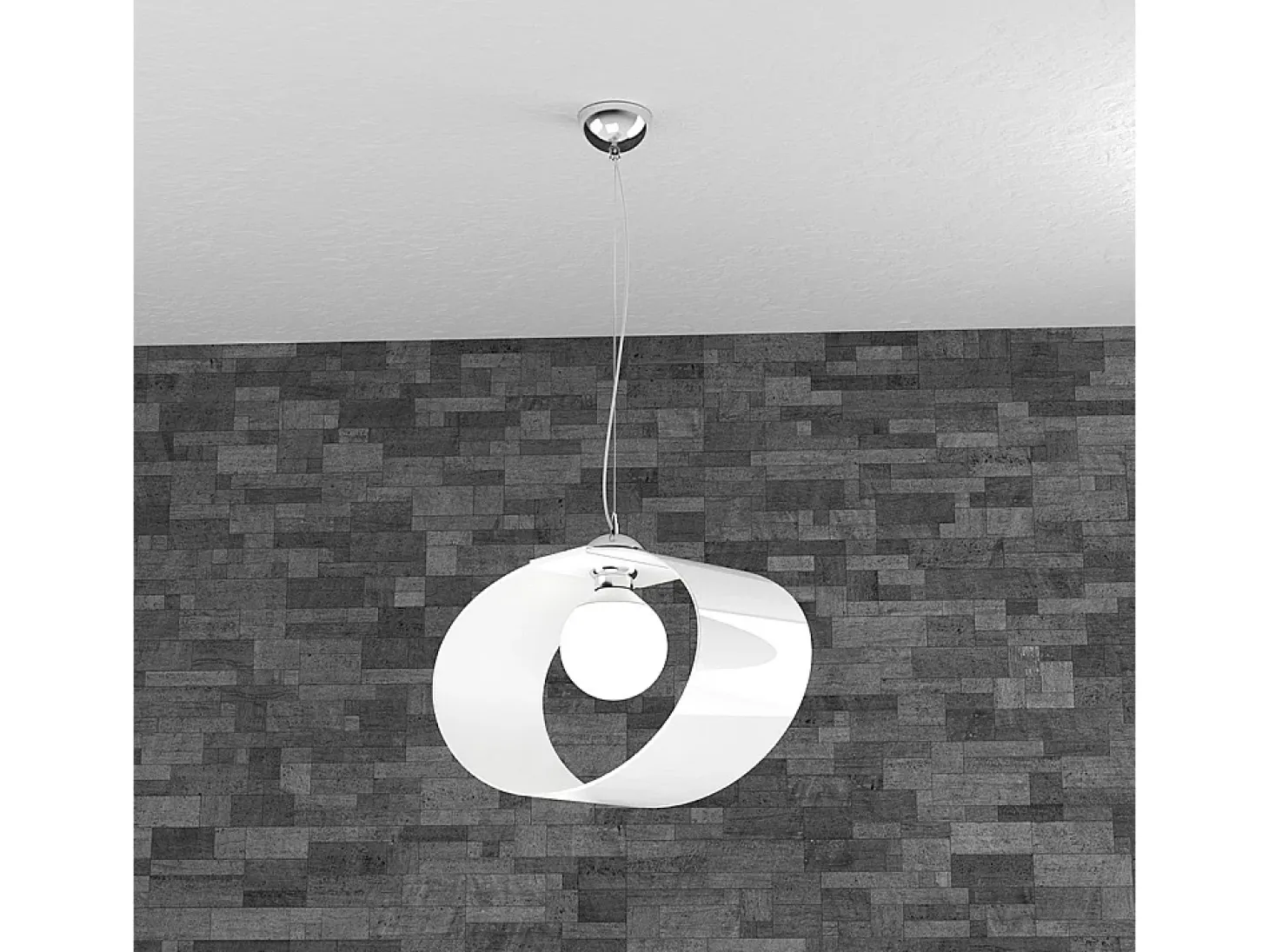 Sospensione Moderna Lap Metallo E Vetro Bianco 1 Luce E27 42Cm
