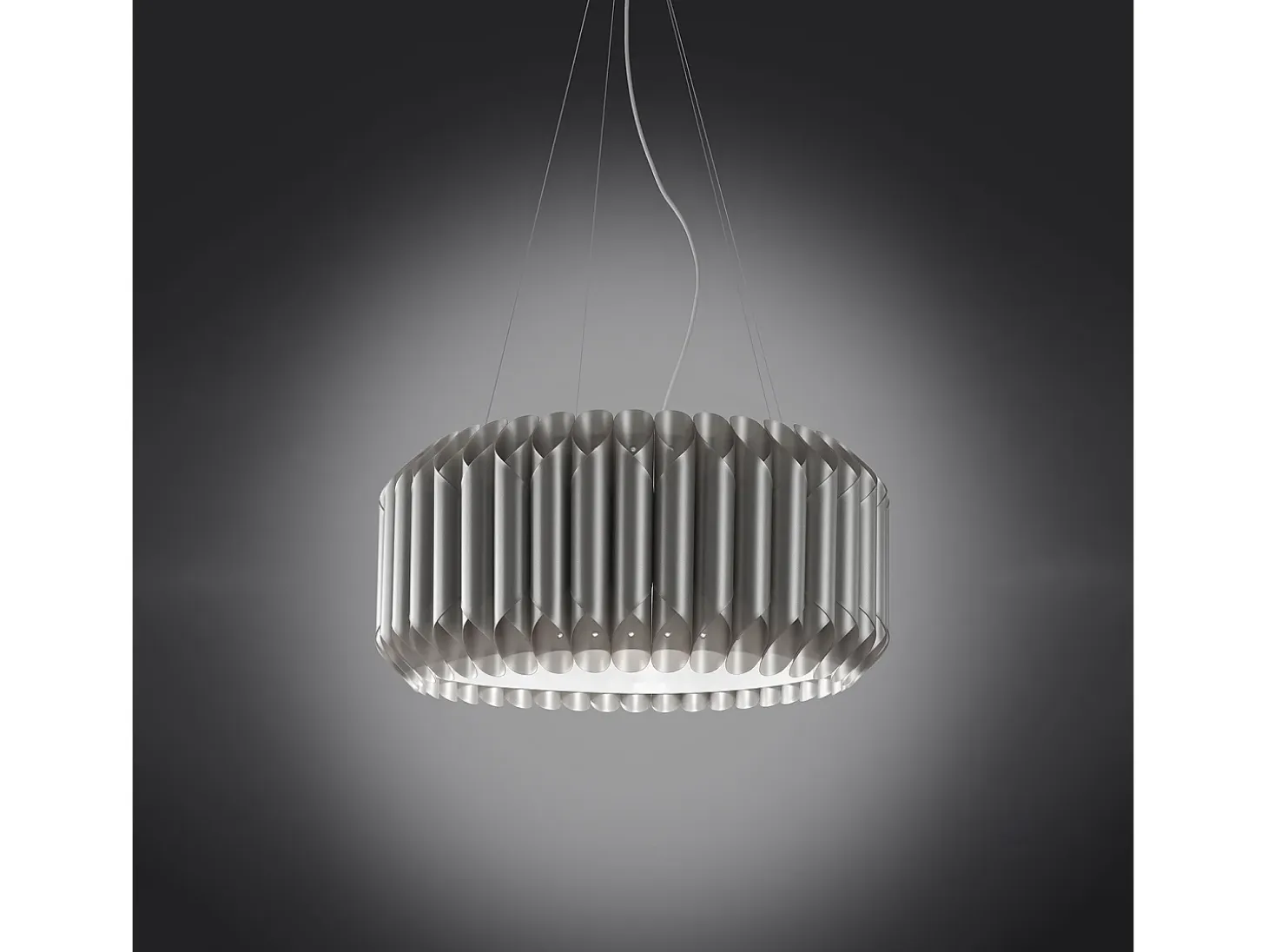 Sospensione Moderna Louise Polilux ® Argento E Metallo Cromo 1 Luce E27 D60Cm