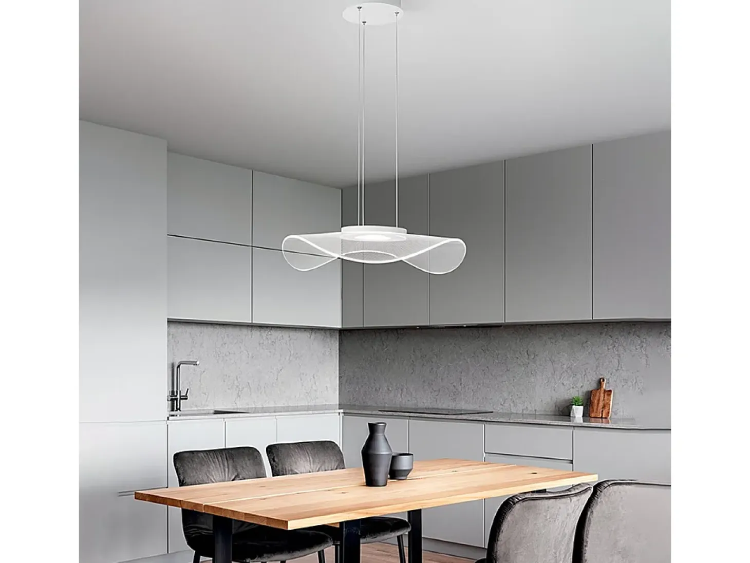 Sospensione Moderna Medusa Metallo Bianco Acrilico Led 30W 3000K