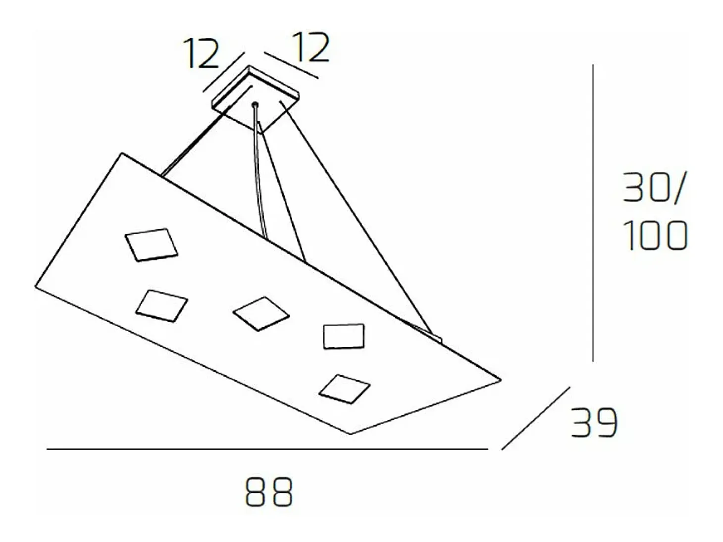 Sospensione Moderna Note Metallo Bianco 5 Luci Gx53