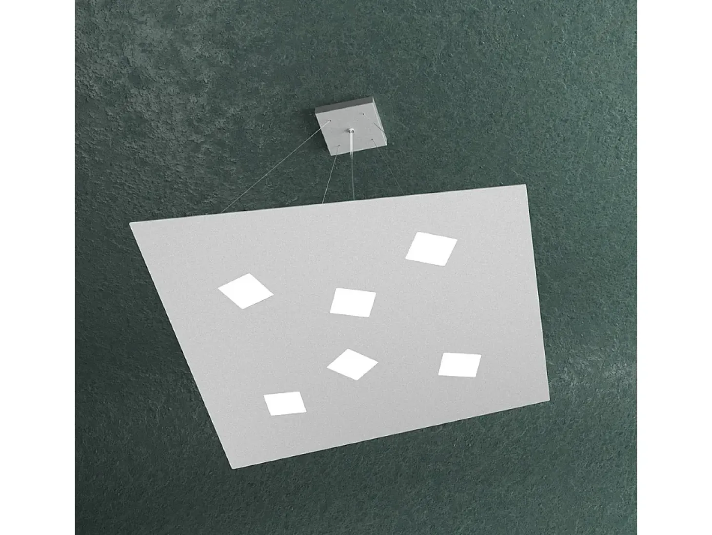 Sospensione Moderna Note Metallo Grigio 6 Luci Gx53