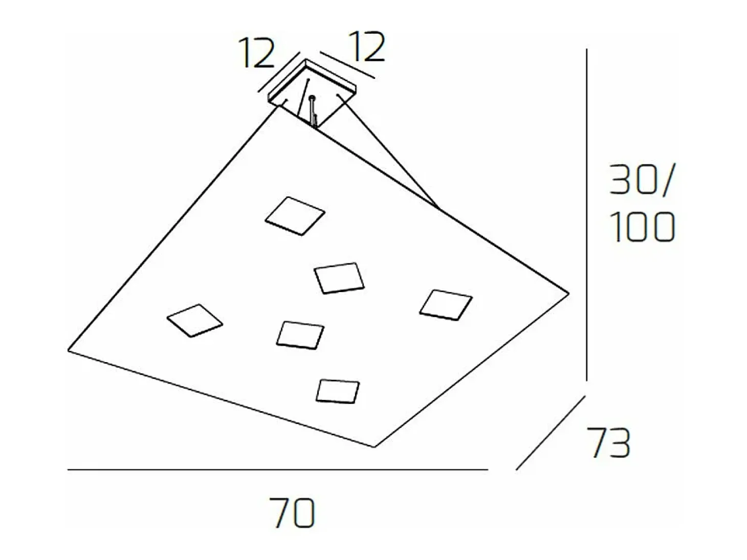 Sospensione Moderna Note Metallo Grigio 6 Luci Gx53