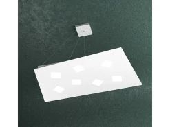 Sospensione Moderna Note Metallo Bianco 7 Luci Gx53
