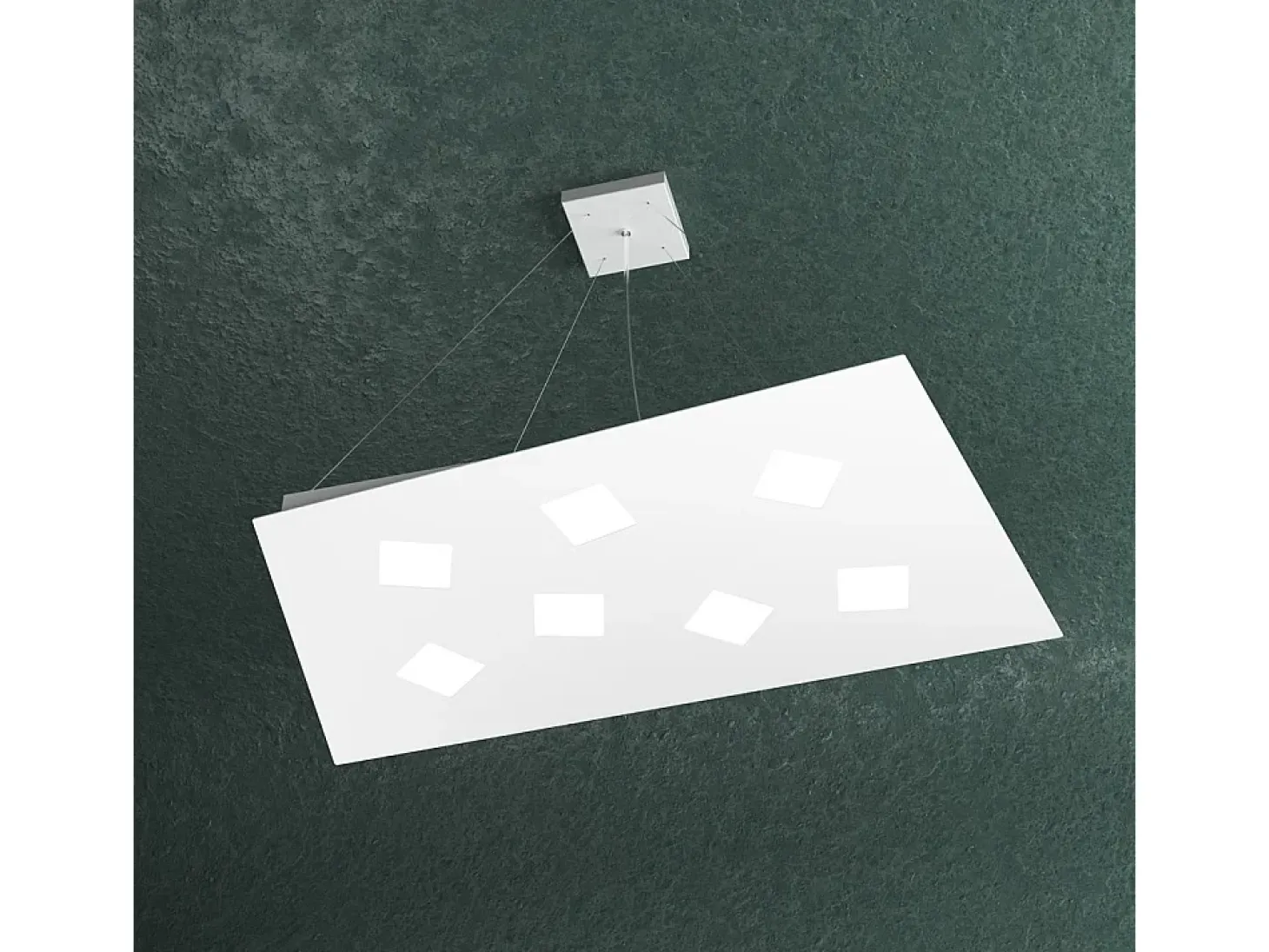 Sospensione Moderna Note Metallo Bianco 7 Luci Gx53