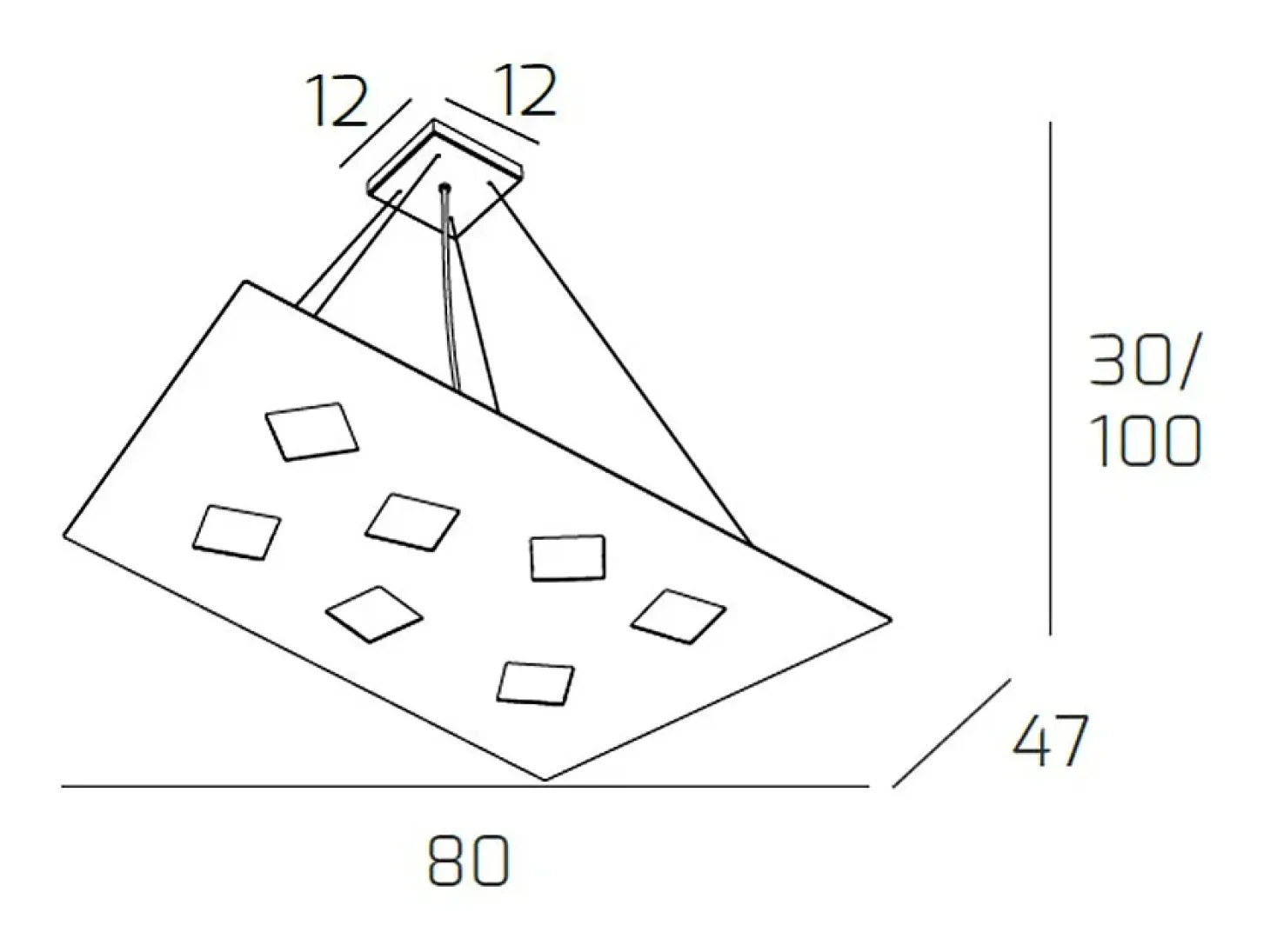 Sospensione Moderna Note Metallo Bianco 7 Luci Gx53