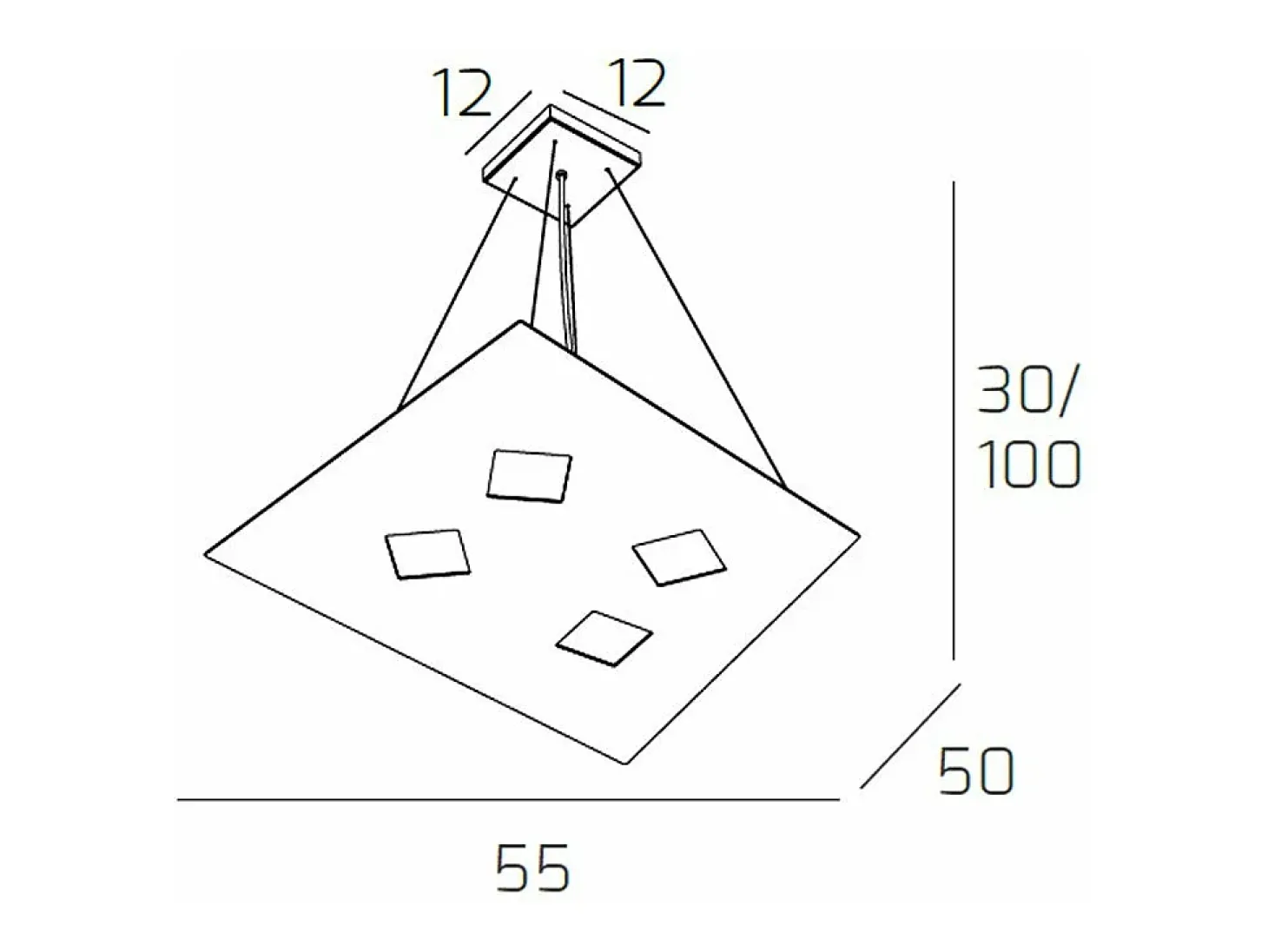 Sospensione Moderna Note Metallo Bianco 4 Luci Gx53