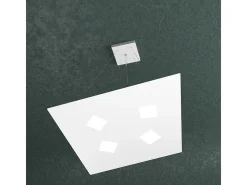 Sospensione Moderna Note Metallo Bianco 4 Luci Gx53