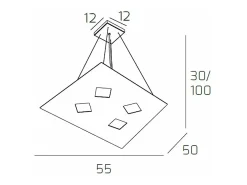 Sospensione Moderna Note Metallo Grigio 4 Luci Gx53