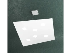 Sospensione Moderna Note Metallo Bianco 6 Luci Gx53