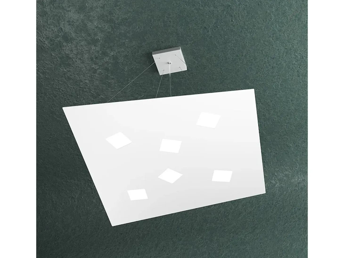 Sospensione Moderna Note Metallo Bianco 6 Luci Gx53