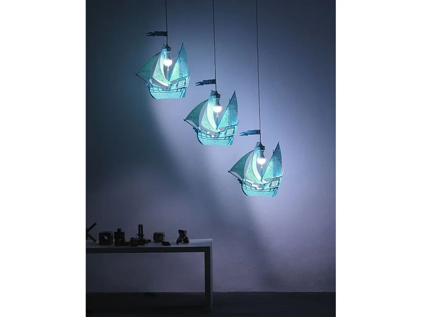 Sospensione Moderna Peter Pan Polilux ® Azzurro Peter Pan Acquamarina 1 Luce E27