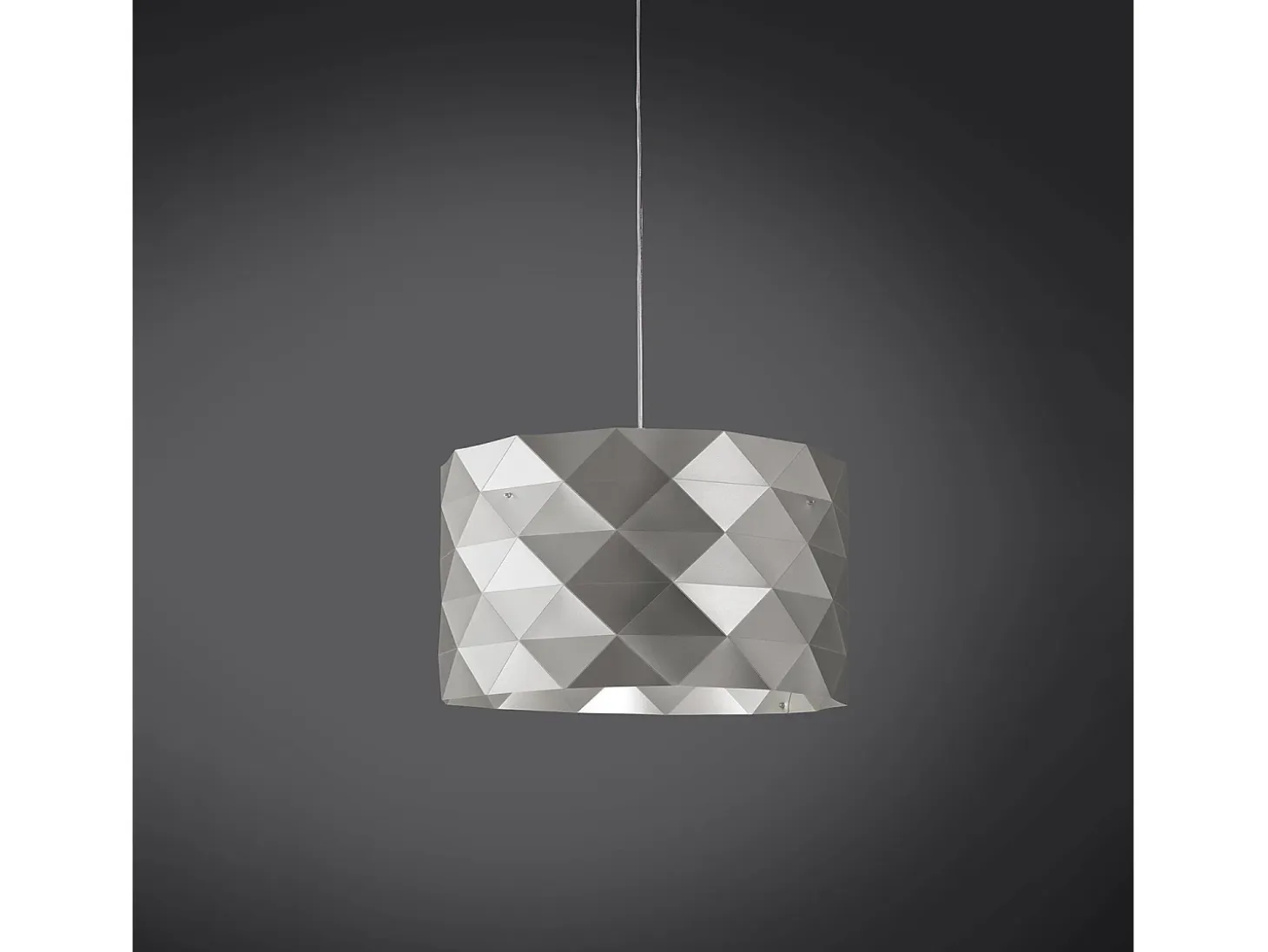 Sospensione Moderna Prisma Polilux ® Argento E Metallo Cromo 1 Luce E27 D40Cm