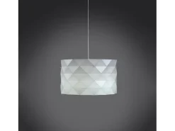 Sospensione Moderna Prisma Polilux ® Bianco E Metallo Cromo 1 Luce E27 D40Cm