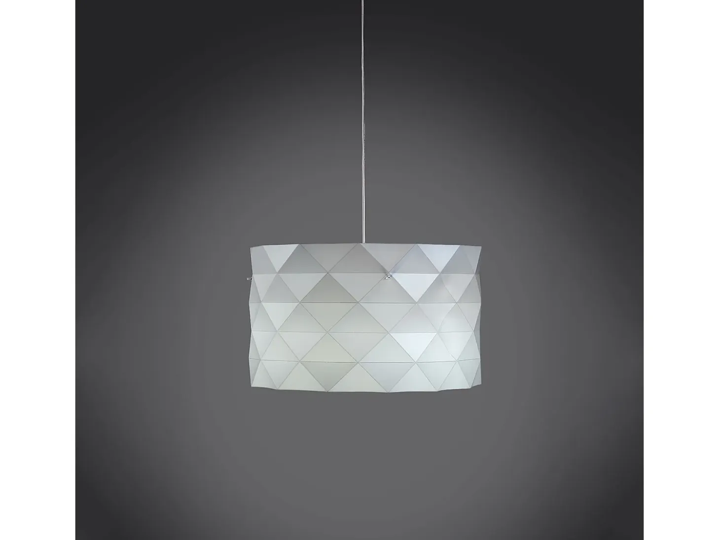 Sospensione Moderna Prisma Polilux ® Bianco E Metallo Cromo 1 Luce E27 D40Cm